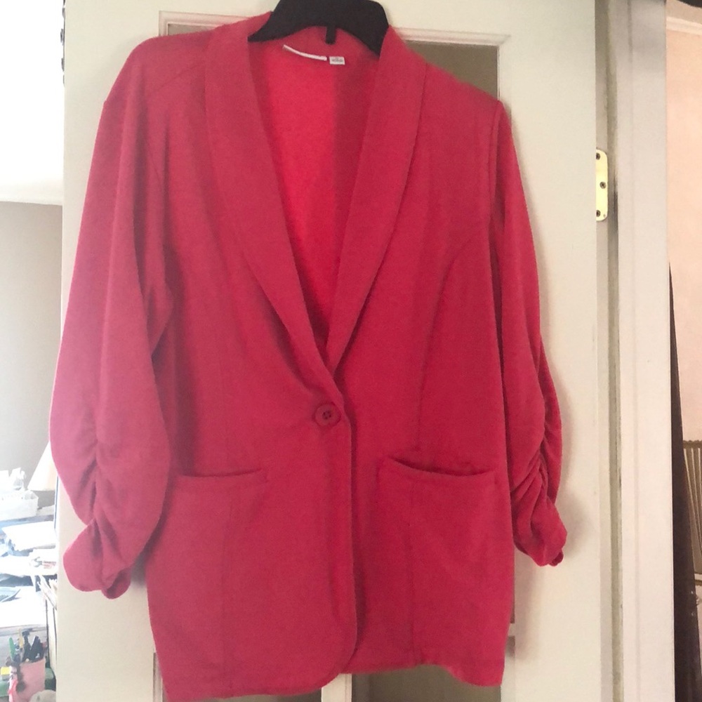Susan Graver Red Jersey Blazer Jacket M
